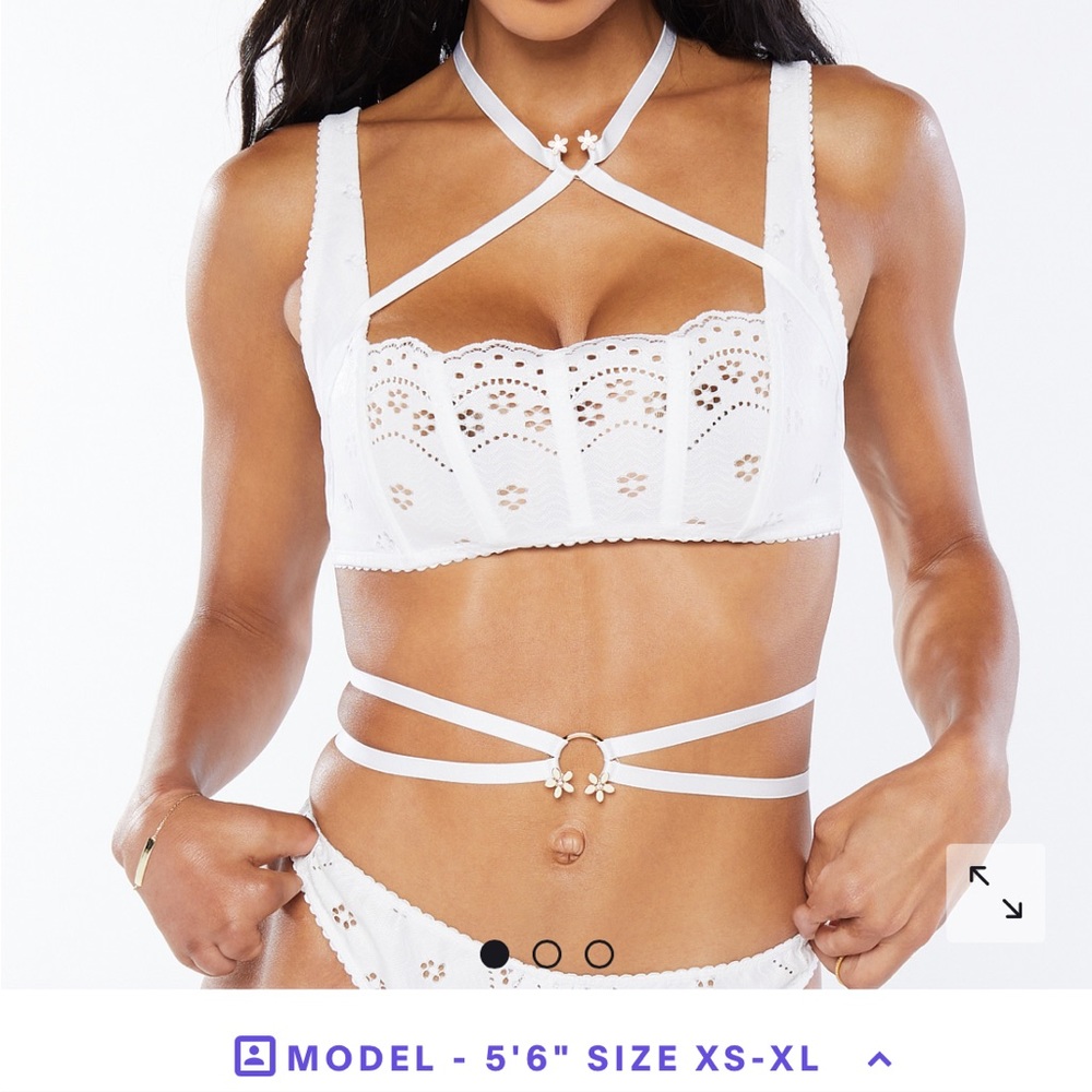 Savage X Fenty Bombell Broderie Lace Bra and Attitude Adjustment Body Harness